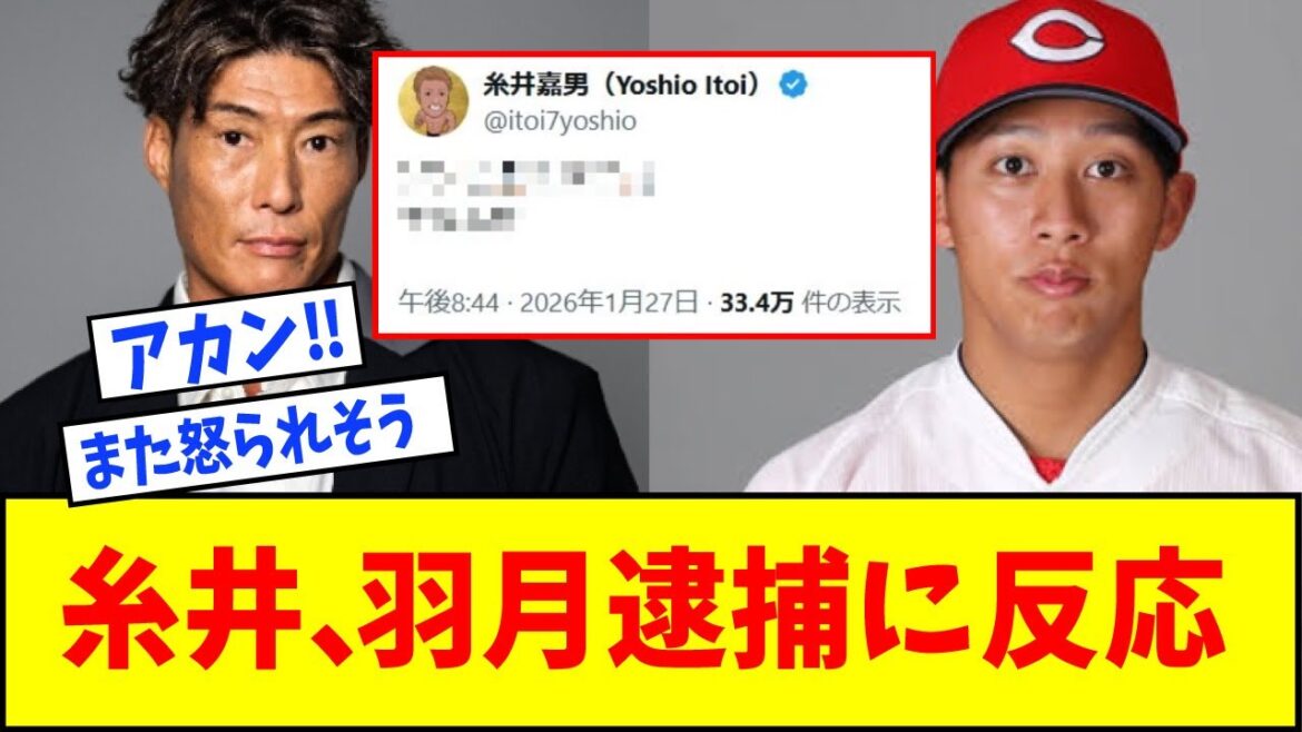 【ハラハラ】糸井さんが羽月隆太郎逮捕の件を知った結果・・・【なんJ反応】【ネットの反応】