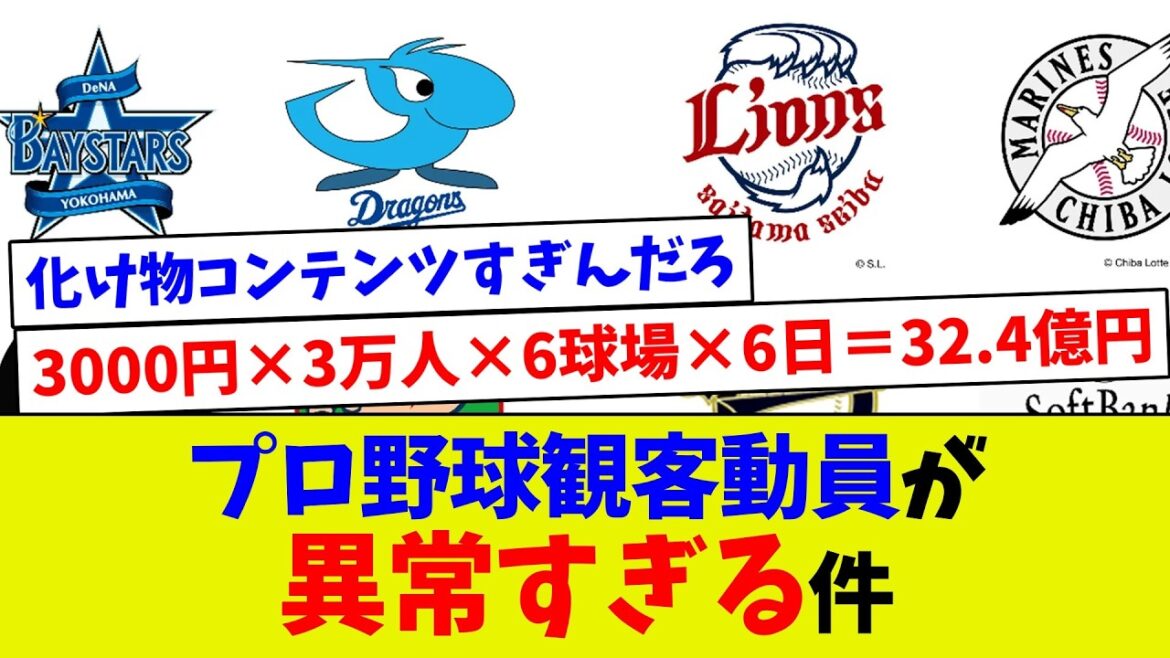 プロ野球観客動員が異常すぎる件【プロ野球】【エラー】【札幌ドーム】【なんj】【プロ野球スピリッツa】【村上宗隆】