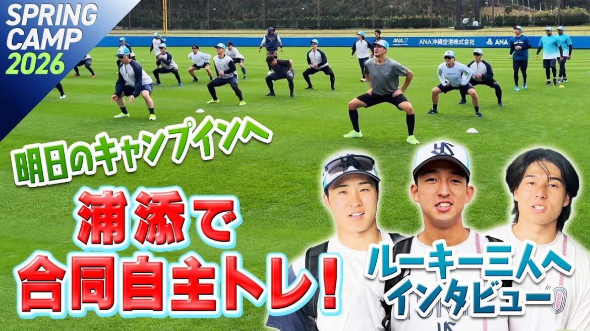 Tokyo-Yakult-Swallows: 明日のキャンプインへ浦添で選手たちが合同自主トレ!ルーキー三人へインタビュー 明日のキャンプインへ浦添で選手たちが合同自主トレ!ルーキー三人へインタビュー
