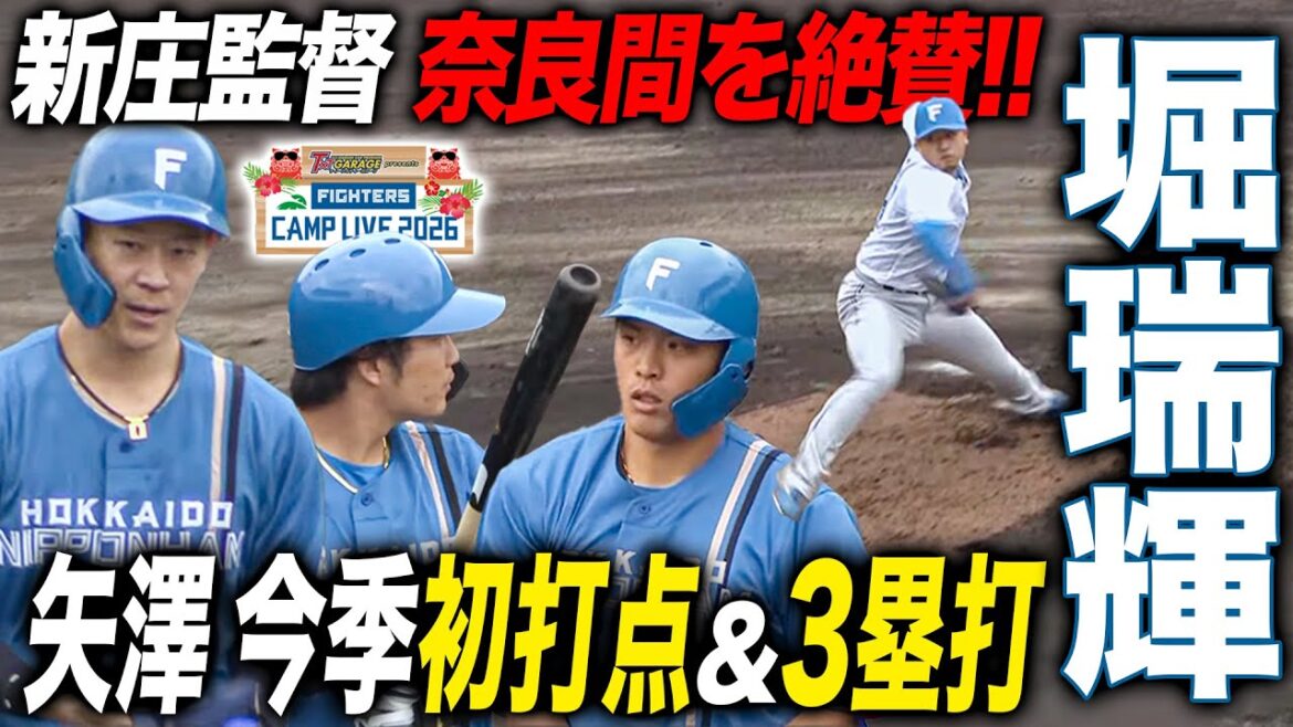 堀瑞輝 紅白戦1回2失点／奈良間の守備陣形を見据えたバッティングを新庄監督は絶賛＜2/2ファイターズ春季キャンプ2026＞