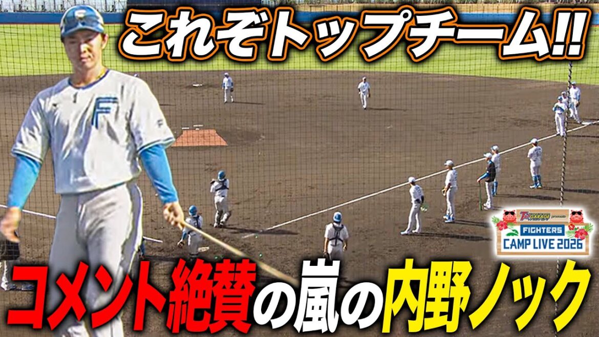 これぞプロのノック‼コメントでも絶賛の嵐＆進化したトップチームの守備練習＜2/4ファイターズ春季キャンプ2026＞