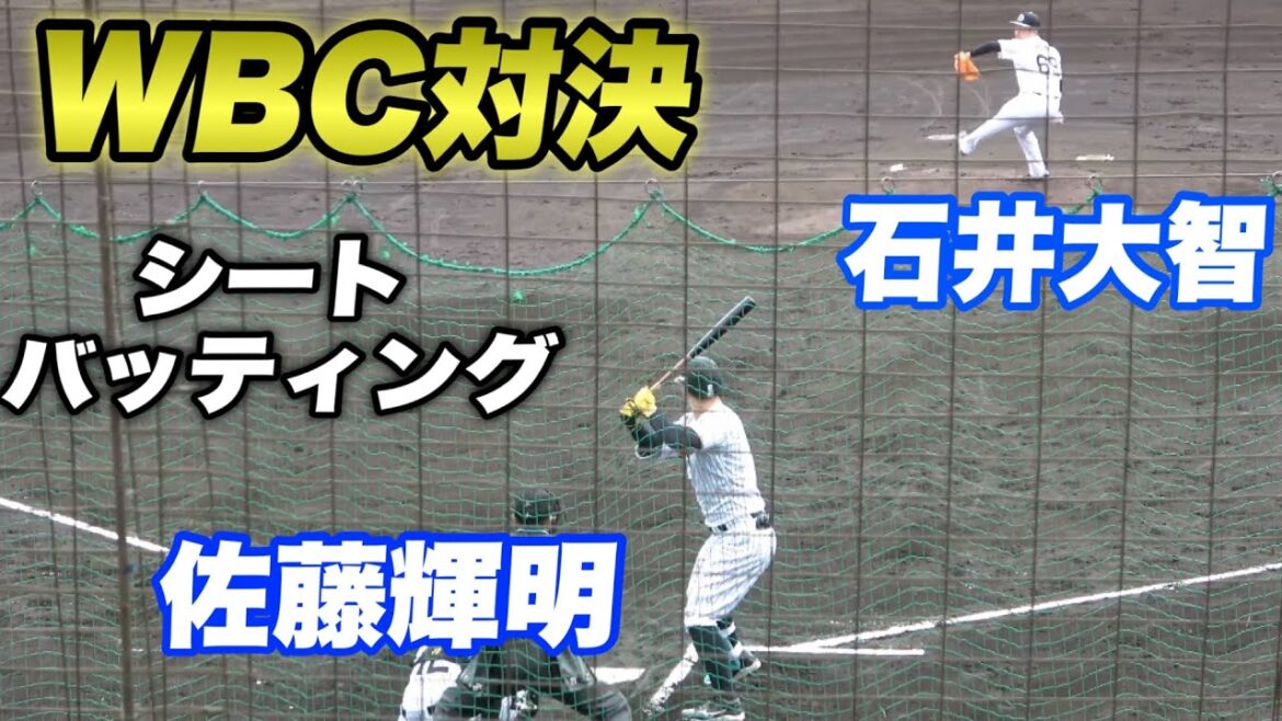 【外野席開放！球場超満員！！】見どころありすぎるいきなり石井大智 佐藤輝明のWBC対決が実現で球場を沸かすシートバッティング！！