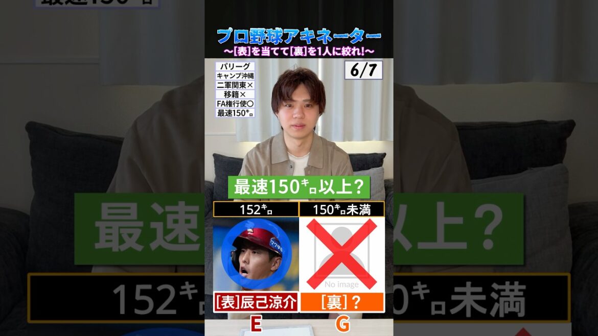 【変則】プロ野球アキネーター #プロ野球 #野球 #北海道日本ハムファイターズ #辰己涼介