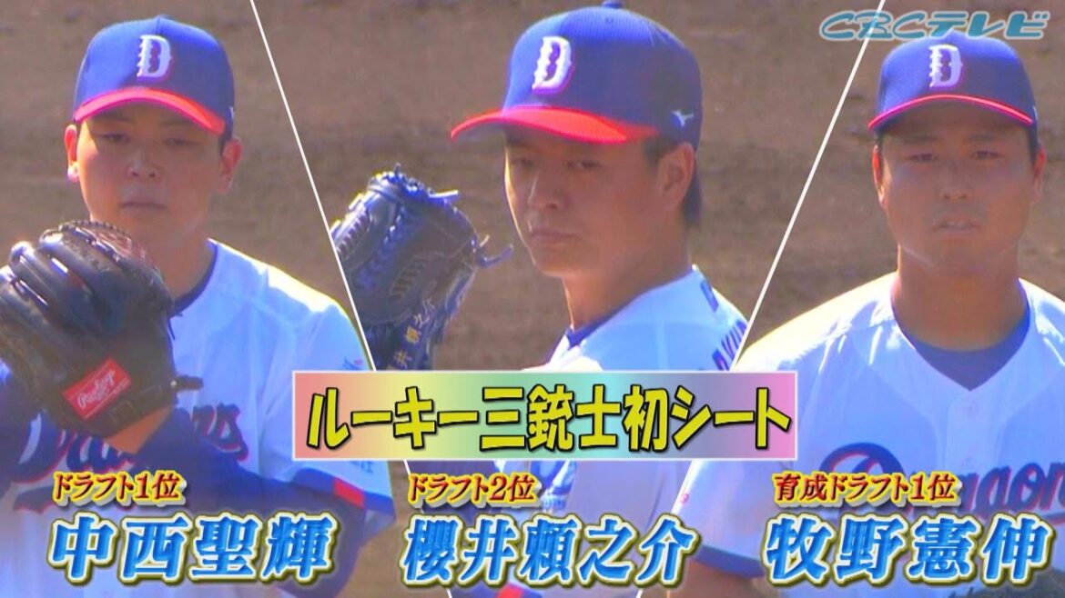 ドラフト三銃士と守護神・松山晋也が初めてシート打撃に登板！ドラ1・中西聖輝、ドラ２・櫻井頼之介、育成１位の牧野憲伸がそろってマウンドへ！打つ方では、鵜飼航丞が今日も２安打で好調アピール！
