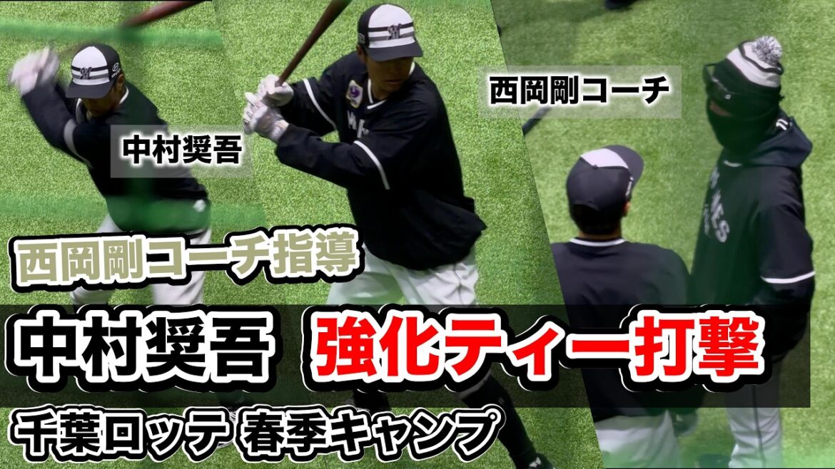 【西岡コーチ指導】中村奨吾選手 ティー打撃 | 千葉ロッテ 2026春季キャンプ