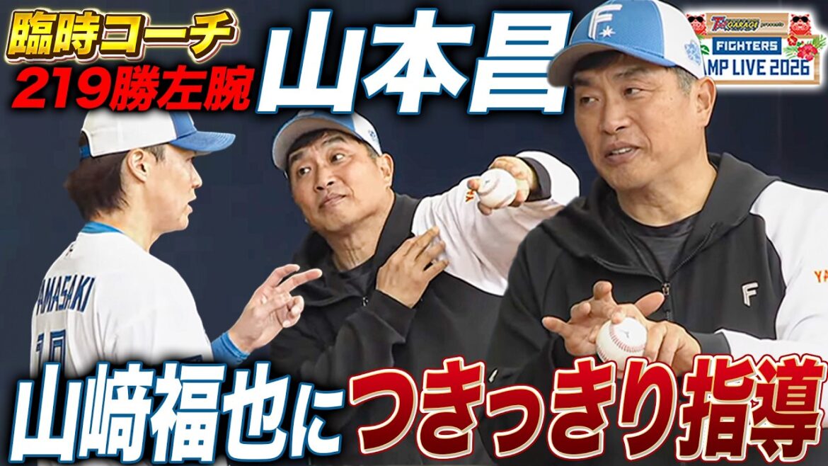 【臨時コーチ】山本昌が山﨑福也にフォーム指導‼️握りや腕の振り方までつきっきり指導＜2/11ファイターズ春季キャンプ2026＞