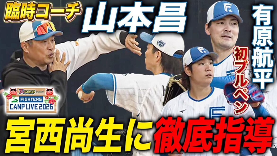 山本昌臨時コーチが宮西尚生にイズム注入＆有原航平の初ブルペンで18球/古林睿煬ブルペン＜2/12ファイターズ春季キャンプ2026＞