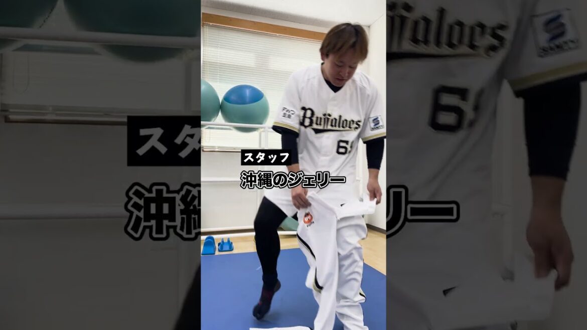 ジェリー投手のユニフォーム着てみた！ #宮城大弥 #ショーンジェリー #オリックス #shorts