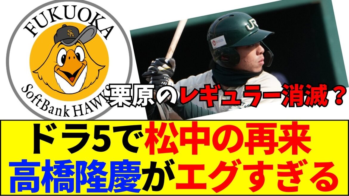 【速報】【実質ドラ1】ホークス高橋隆慶が「松中以来の衝撃」すぎる…栗原のレギュラー強奪か？ドラ5で獲れたのは奇跡【ネットの反応】