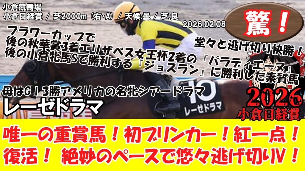【競馬】 驚き！小倉日経賞 (2026.2.08・小倉11R) 2026 / レーゼドラマ