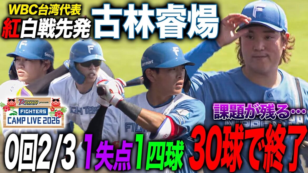 古林睿煬が紅白戦先発 1回途中30球の時点で終了…野村佑希との対戦から流れが変わる＜2/14ファイターズ春季キャンプ2026＞