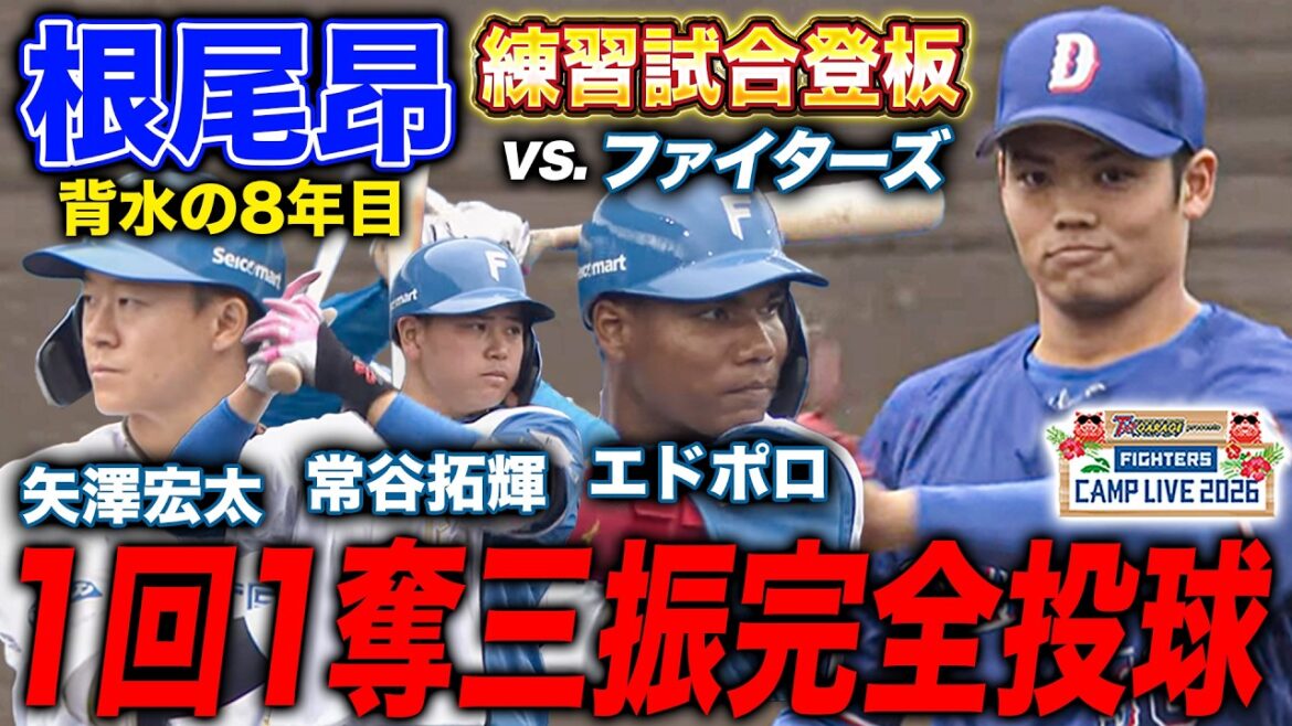 根尾昂vs矢澤宏太の二刀流対決‼️注目のルーキーエドポロも含め根尾の前に完全投球＜2/17ファイターズ春季キャンプ2026＞