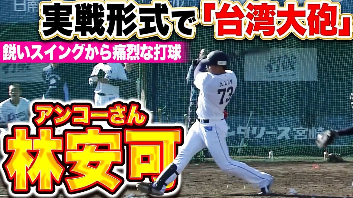【鋭振驚速打球】林安可『実戦形式で“大砲”の片鱗…逆方向に特大犠飛&痛烈適時打！』