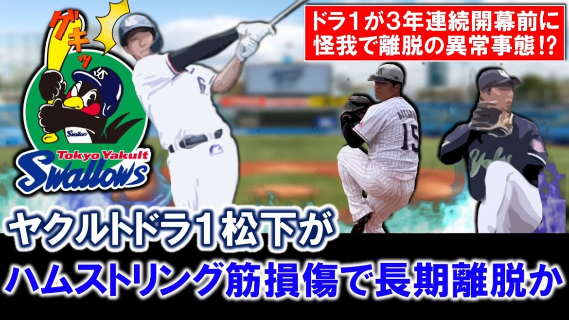 【流石に多すぎる！？】ヤクルトドラフト１位ルーキー『松下歩叶』が「左ハムストリングの筋損傷」で長期離脱の可能性浮上！開幕スタメンも期待されていたが黄色信号で、ドラ１が３年連続開幕前に怪我の異常事態！？