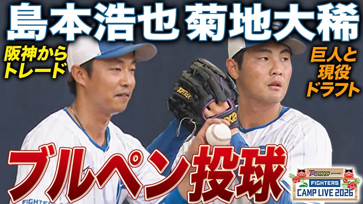 【新戦力たち】トレードと現役ドラフトで加入のリリーバー島本浩也＆菊地大稀のブルペン投球＜2/16ファイターズ春季キャンプ2026＞