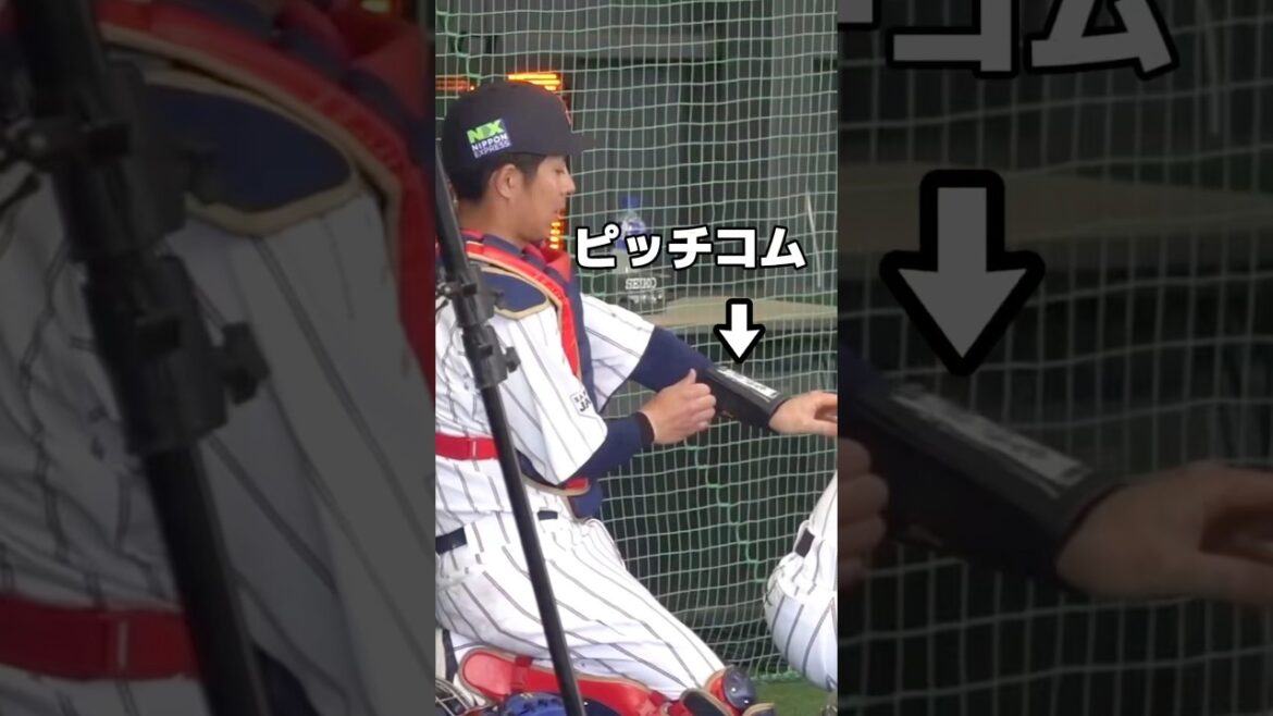 侍ジャパン　ブルペン投球前にピッチコムをつける捕手陣　#侍ジャパン #WBC #野球 #日本代表 #プロ野球 #若月健矢  #中村悠平  #ピッチコム