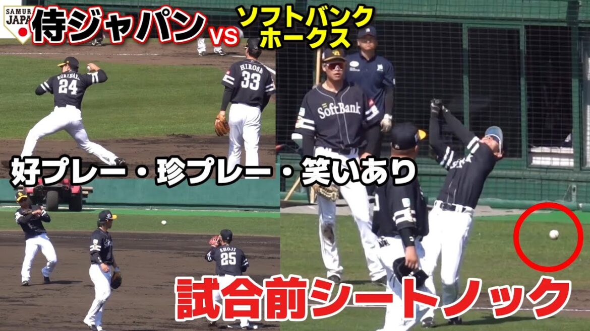 【侍ジャパンvsソフトバンク】試合前シートノック・ソフトバンク　会場盛り上がる！好プレー・珍プレー・笑いあり！2026.2.22