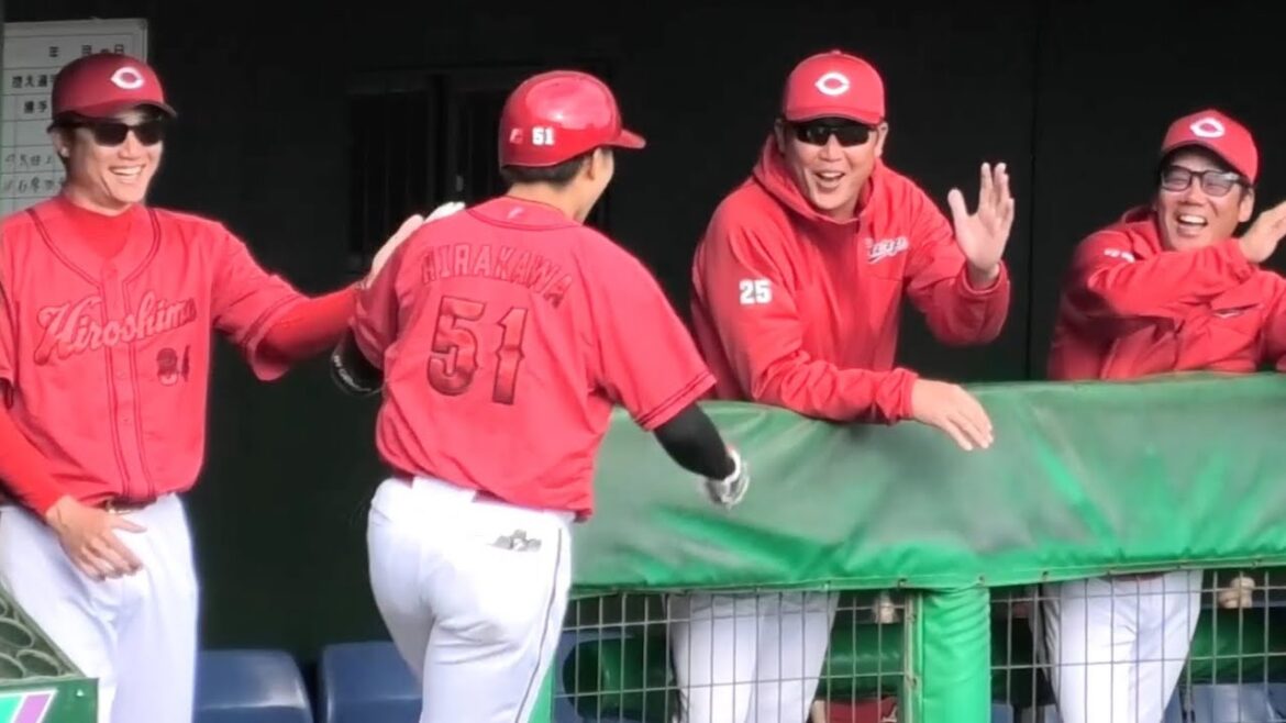 広島ドラ１平川蓮がOP戦１号ソロを打った瞬間のカープベンチ！広島カープvs楽天オープン戦2026年2月28日