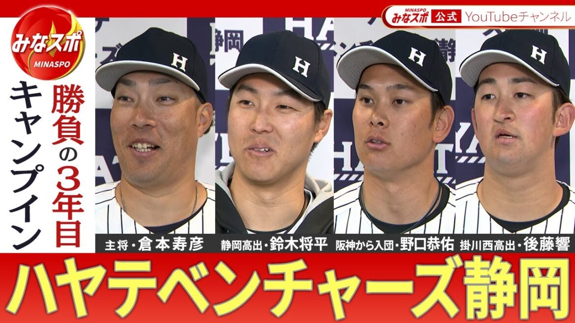 ハヤテベンチャーズ静岡　プロ野球ウェスタンリーグ3シーズン目に向けキャンプイン！今シーズンに掲げる目標や意気込みを赤堀元之監督、倉本寿彦主将、鈴木将平選手、野口恭佑選手、後藤響選手が語る！【みなスポ】