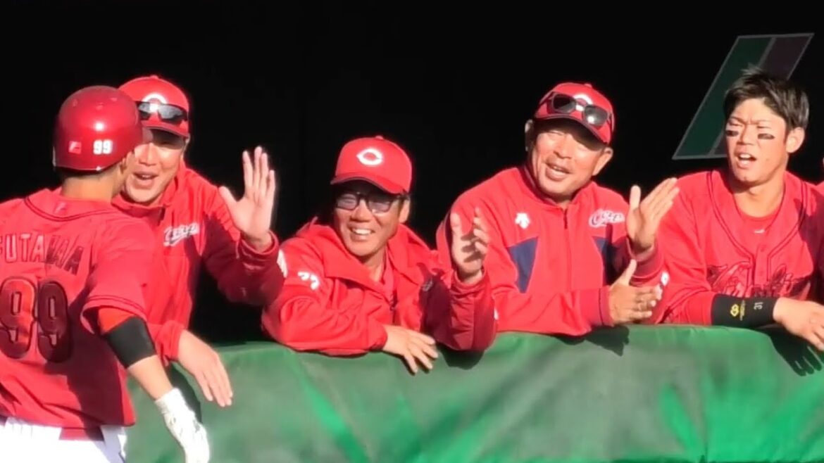 9回、二俣翔一が決勝2ランホームランを打った瞬間！盛り上がるカープベンチ！広島カープvs楽天オープン戦 2026年2月28日
