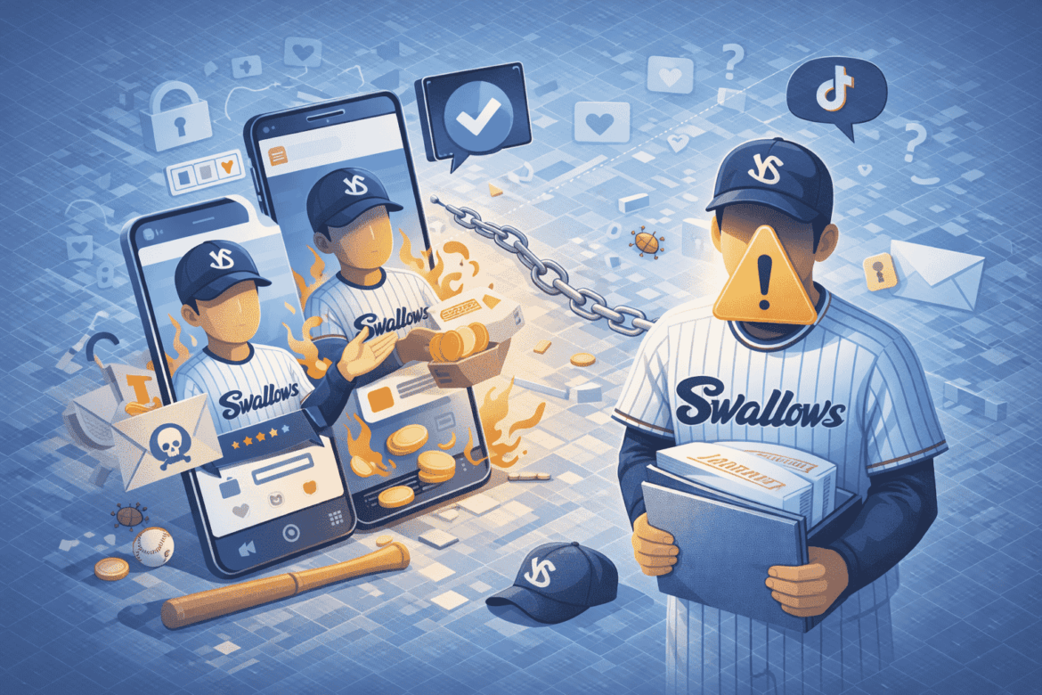 東京ヤクルトスワローズ、TikTokの「なりすましアカウント」に注意喚起　DM誘導や金銭要求は「一切なし」