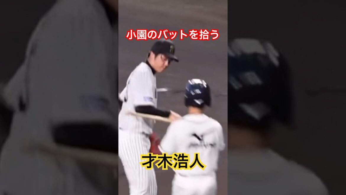 バットを蹴らずに拾う才木浩人 #阪神タイガース #才木浩人 #バウアー #shorts