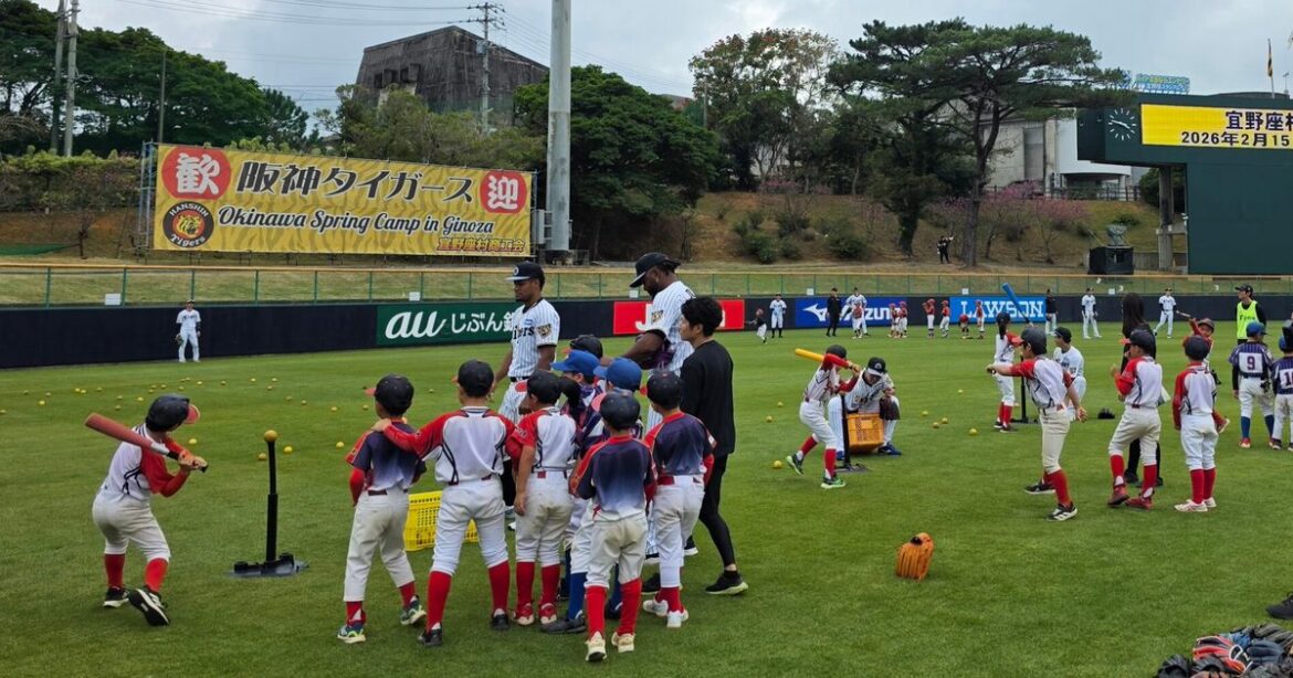 球児らプロの技に歓喜 宜野座、阪神が野球教室 球児らプロの技に歓喜 宜野座、阪神が野球教室