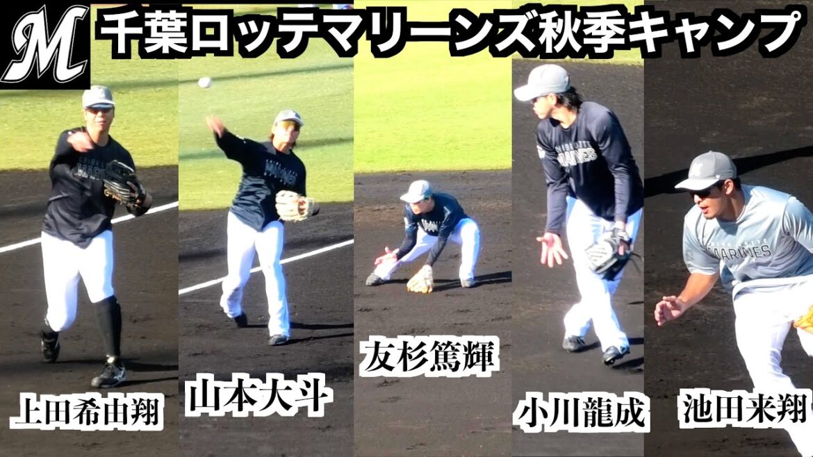 上田希由翔／山本大斗／友杉篤輝／松石信八／小川龍成／池田来翔／内野守備練習【千葉ロッテマリーンズ秋季キャンプ】
