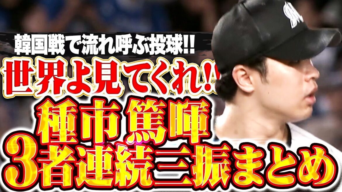 【世界よ見てくれ】種市篤暉『渾身の熱き15球で韓国打線で流れ呼ぶ投球！ 2025シーズンの圧巻3者連続三振まとめ！』