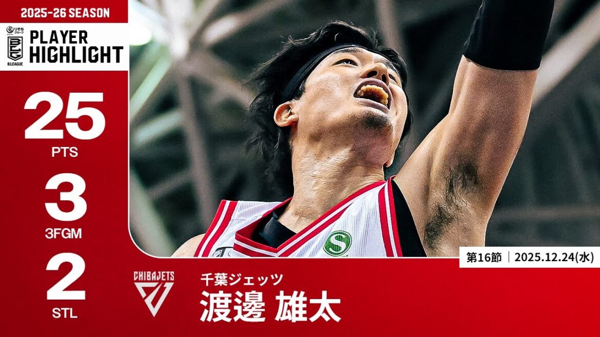 【プレーまとめ】千葉J#1 渡邊 雄太｜第16節｜12.24.2025 プロバスケ (Bリーグ)