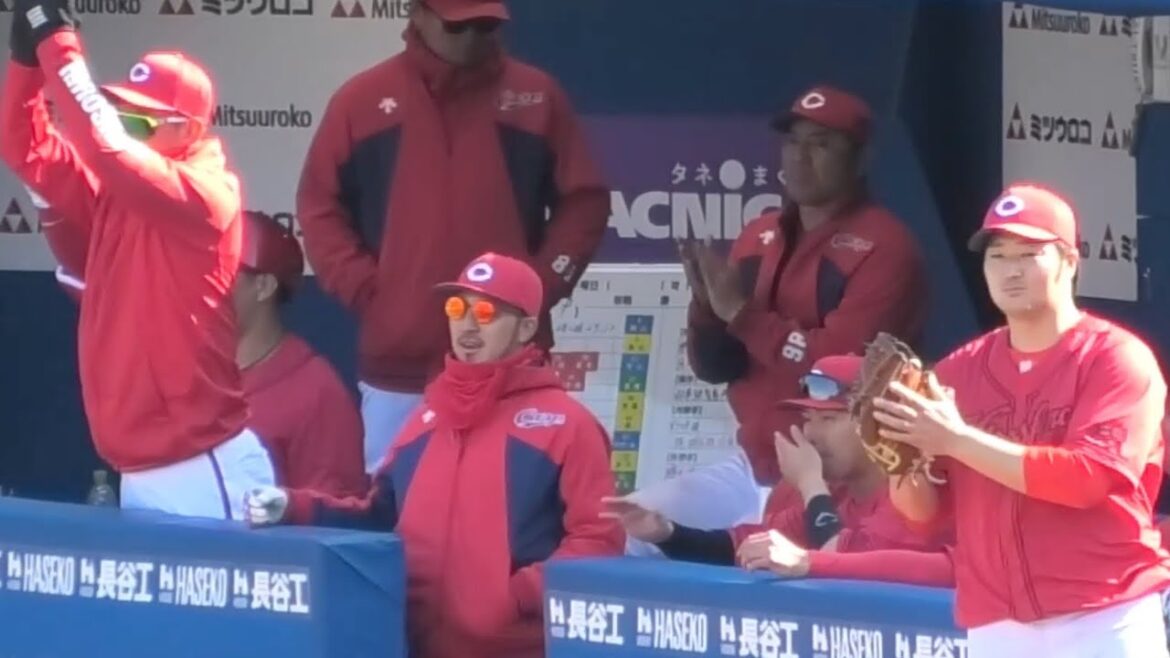 猛打賞の勝田成、追加点となる2点タイムリーを打った瞬間のカープベンチ！広島カープvs横浜DeNAオープン戦 2026年3月11日