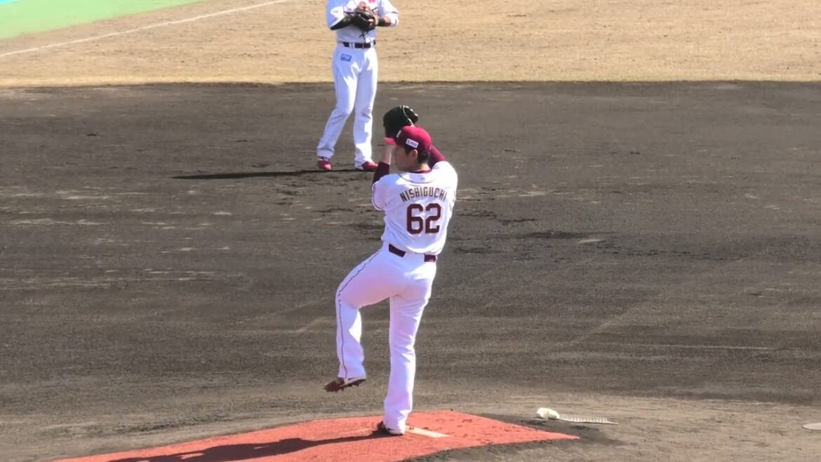 東北楽天ゴールデンイーグルス 西口直人投手 投球練習 2026/3/4 草薙球場