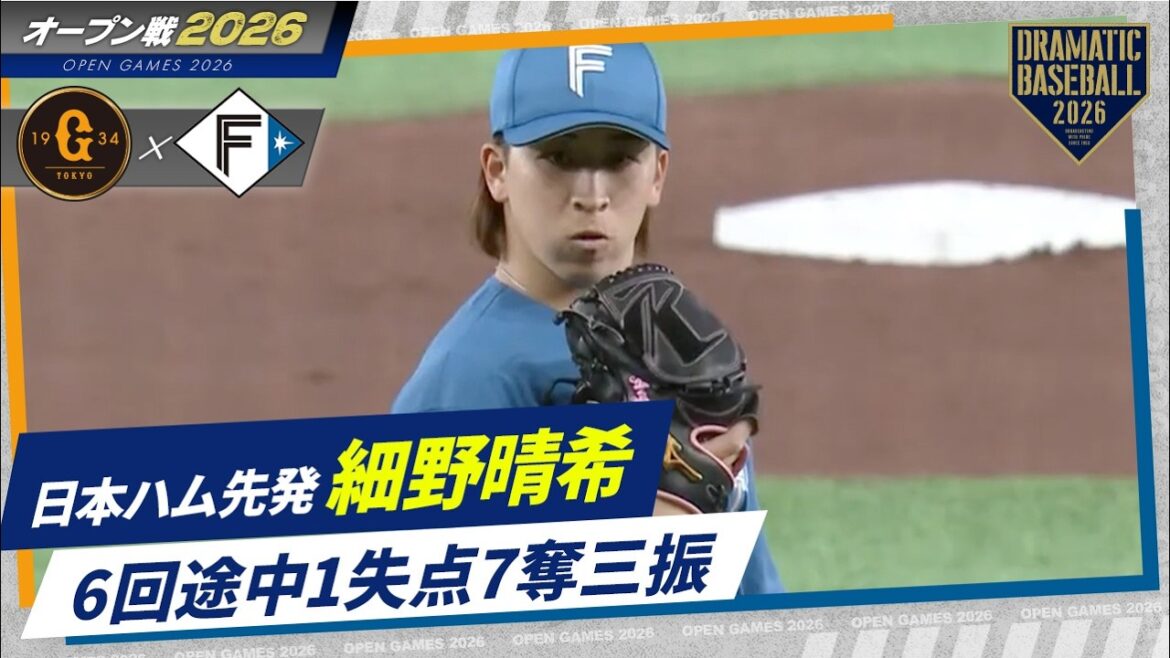 【日本ハム先発】"細野晴希" 6回途中1失点7奪三振！開幕ローテ入りへ【オープン戦】
