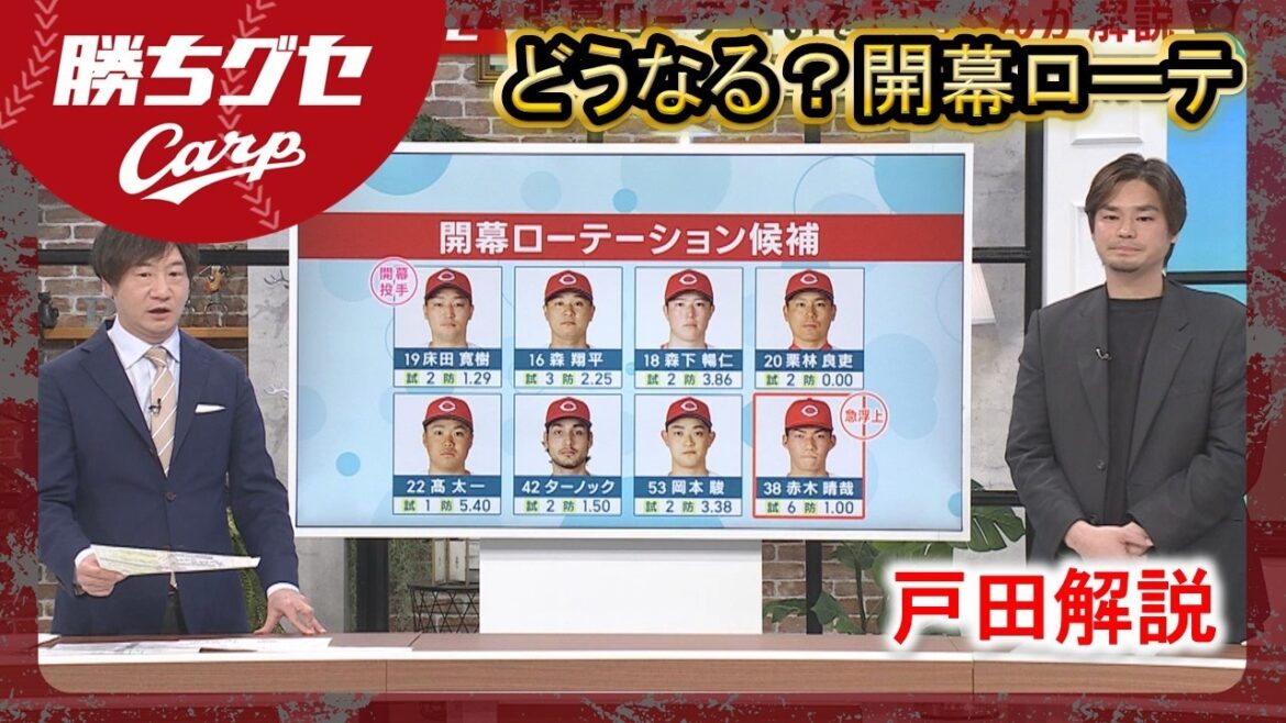 【Carp】開幕ローテを戸田解説 週末オープン戦総括｜髙太一｜中村奨成｜森翔平｜赤木晴哉｜勝ちグセ｜カープ｜ピタニュー