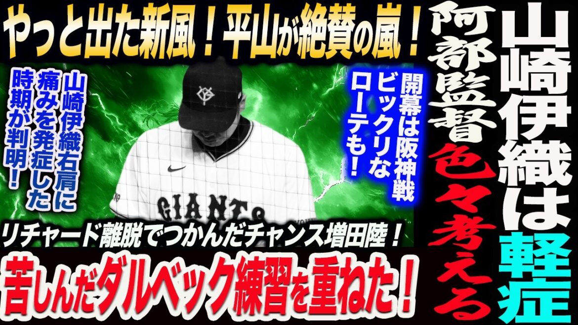 山崎伊織は軽症！阿部監督開幕ローテ色々考える！やっと出た新風！平山が絶賛の嵐！苦しんだダルベック練習を重ねた！リチャード離脱でつかんだ増田陸！読売巨人軍 ジャイアンツ 巨人 GIANTS 阿部監督