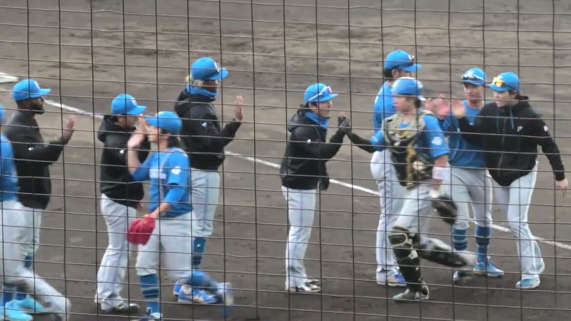 【はむほー】北海道日本ハムファイターズ 山本拓実投手が最後の打者を抑えゲームセット直後の様子 VS 東北楽天ゴールデンイーグルス 2026/3/12 草薙球場