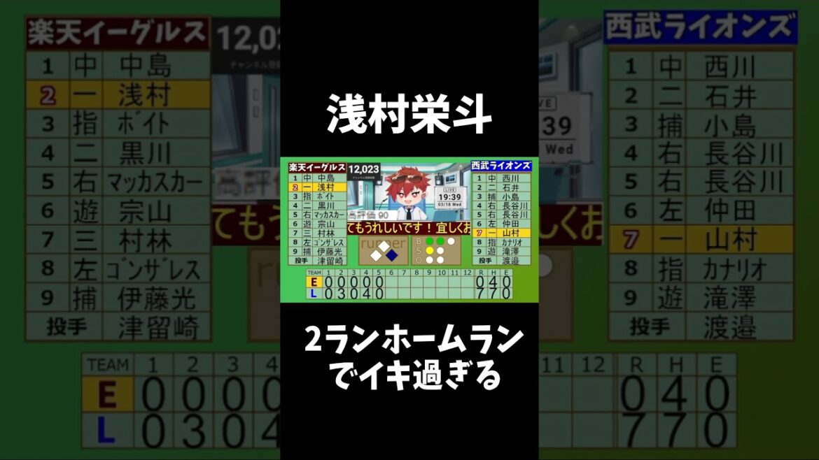 【悲報】楽天イーグルス浅村栄斗、2ランホームランでイキ過ぎる　#shorts