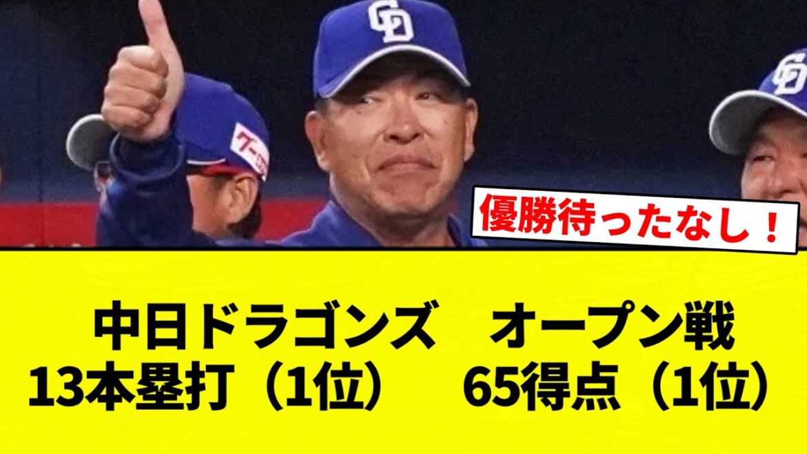 【よーやっとる】中日ドラゴンズ　オープン戦　13本塁打（1位）　65得点（1位）【プロ野球反応集】【2chスレ】【なんG】