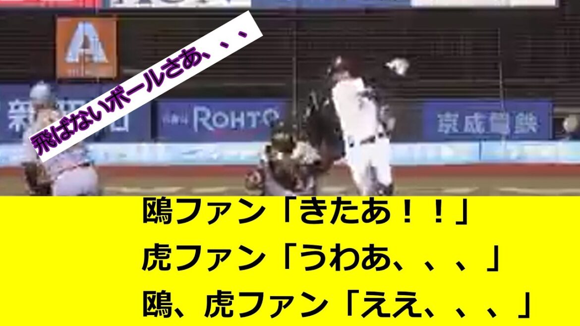 井上広大のホームラン未遂、、、本当に飛ばないボールなのか、、？？　　　　　ロッテファン・阪神ファンの反応