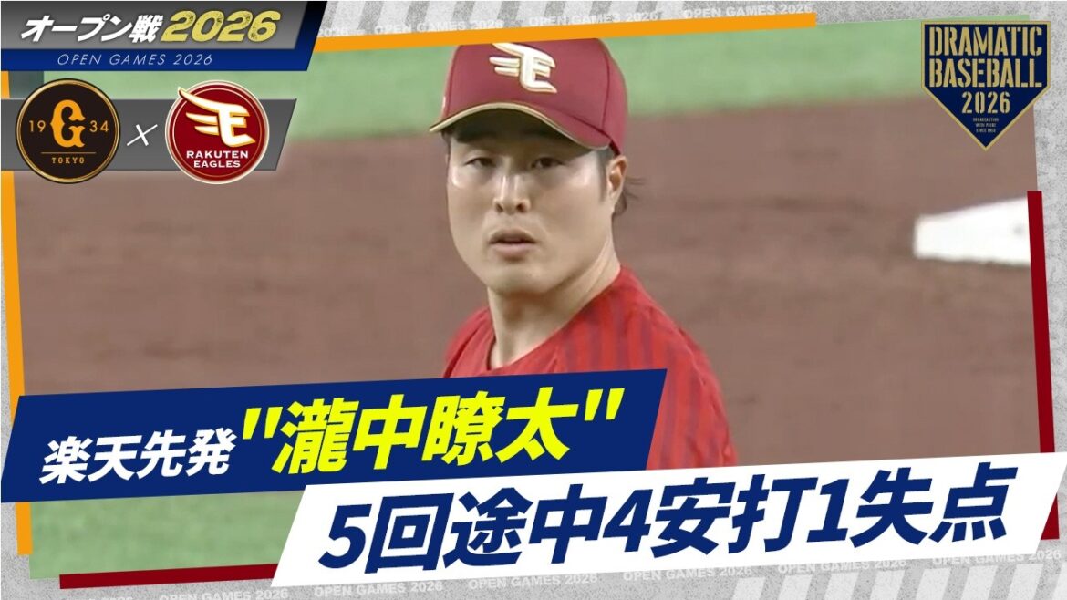 【楽天先発】"瀧中瞭太"5回途中4安打1失点【オープン戦】
