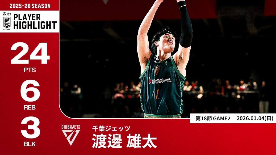 【プレーまとめ】千葉J#1 渡邊 雄太｜第18節GAME2｜01.04.2026 プロバスケ (Bリーグ)