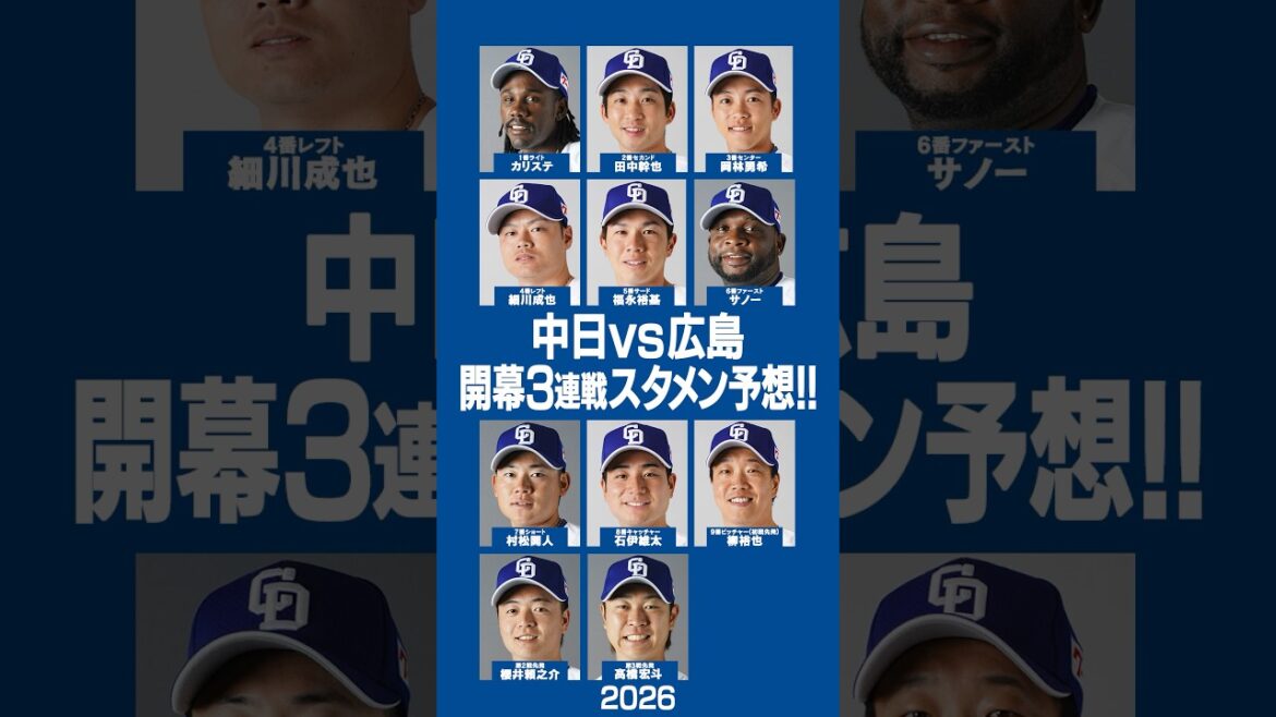 🐉2026中日『開幕スタメン』予想🐉 #中日ドラゴンズ   #広島東洋カープ  #開幕 #プロ野球