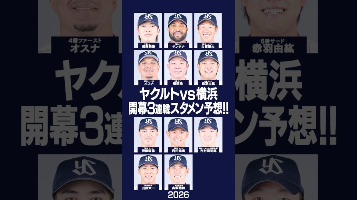 🐧2026ヤクルトスワローズ『開幕スタメン』予想⭐️ #東京ヤクルトスワローズ  #横浜denaベイスターズ #開幕 #プロ野球