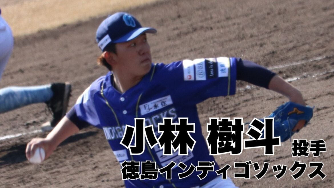 小林樹斗投手【徳島インディゴソックス】WBC本戦前の韓国のサポートメンバーにも選出された注目選手（3塁側から撮影）