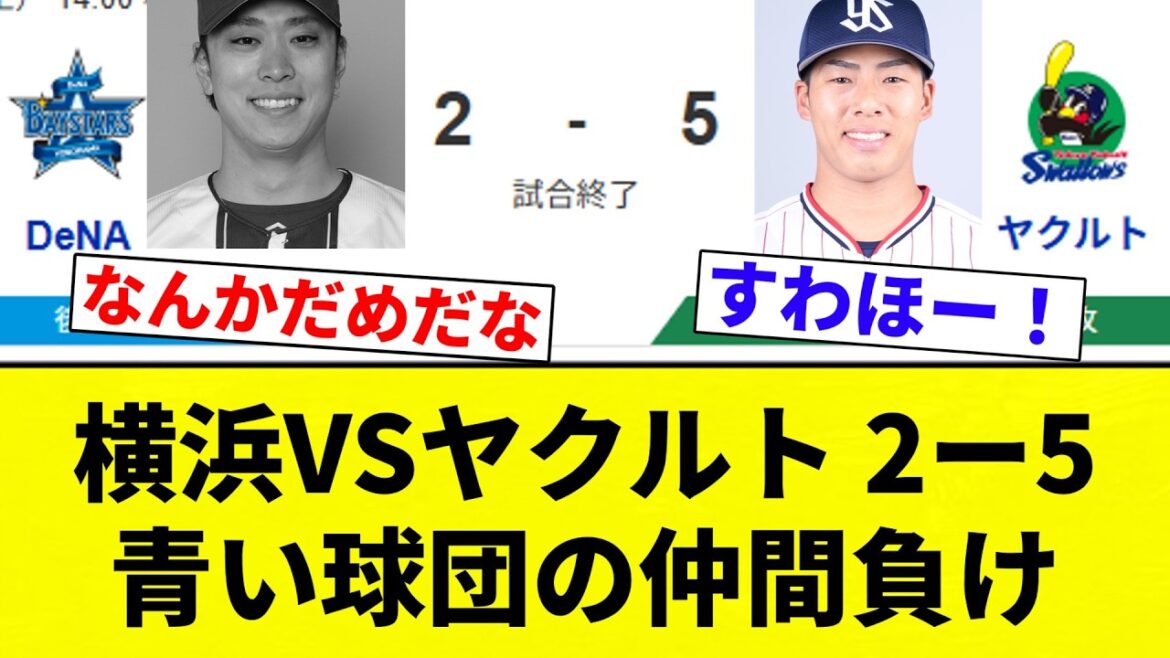 【セの青い球団】横浜VSヤクルト 2ー5  青い球団の仲間負け【プロ野球反応集】【2chスレ】【なんG】