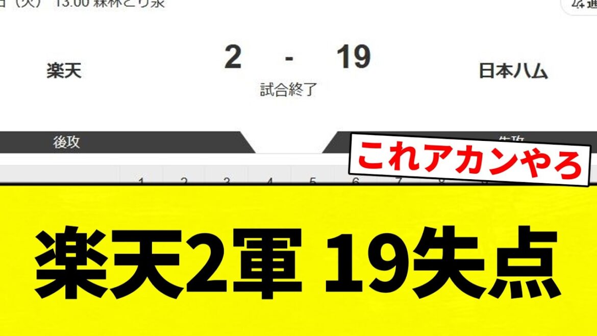 【19桁失点】楽天2軍 19失点【プロ野球反応集】【2chスレ】【なんG】