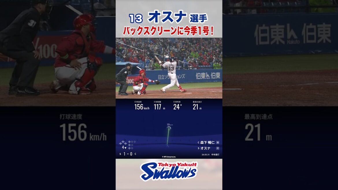 オスナ選手 バックスクリーンに今季1号! #swallows #オスナ #shorts オスナ選手 バックスクリーンに今季1号! #swallows #オスナ #shorts
