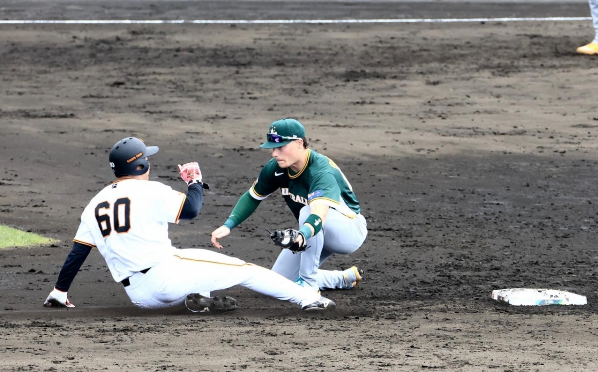 読売ジャイアンツ2軍と試合をしている豪州代表チームの姿。 /写真=オーストラリア代表チーム公式SNS