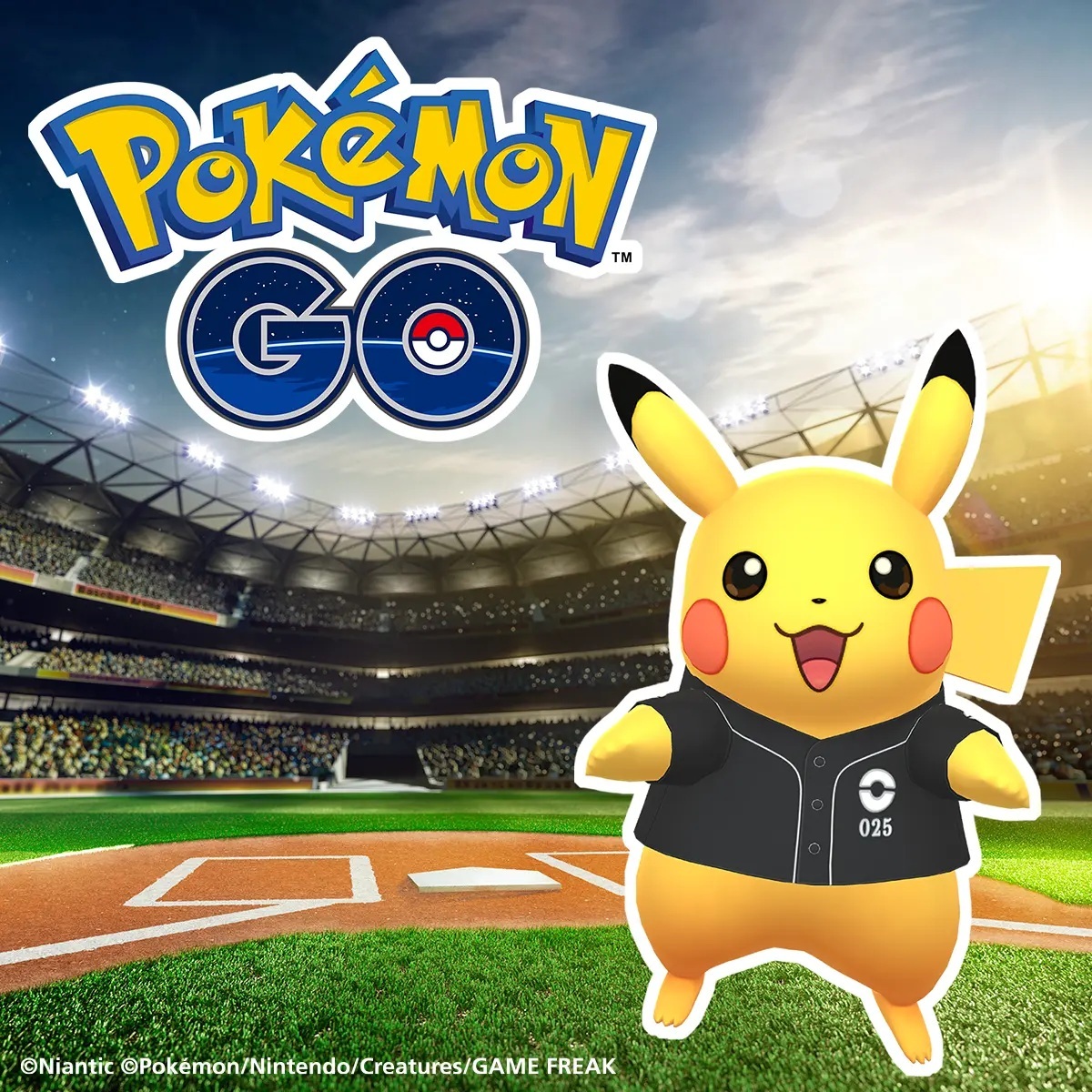 東京ドームを背景にしたピカチュウ