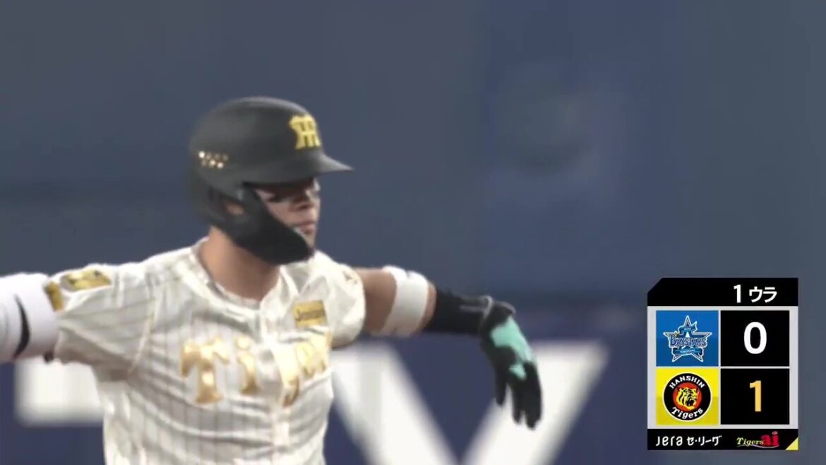 Hanshin-Tigers: 【先制パンチ】1回裏 #佐藤輝明 選手が左中間方向へ大きな当たりを飛ばし先制タイムリーツーベースヒット!【2026/4/2 T-DB】 【先制パンチ】1回裏 #佐藤輝明 選手が左中間方向へ大きな当たりを飛ばし先制タイムリーツーベースヒット!【2026/4/2 T-DB】
